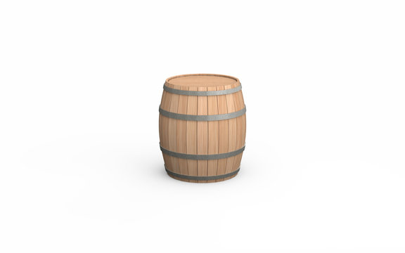 Wooden barrel isolated on white background. 3d illustration
