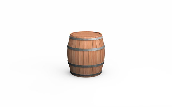 Wooden barrel isolated on white background. 3d illustration