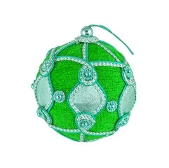 Green Christmas Decoration Bauble isolated on white background.