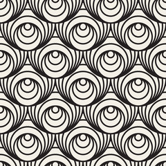 Vector Seamless Black And White Concentric Circles Optical Illusion Pattern