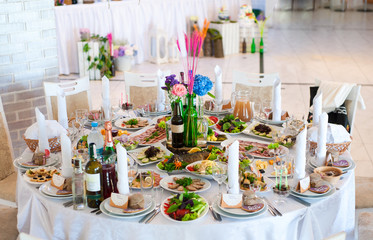 Banquet wedding table with decor 