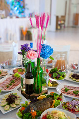 Decor for banquet wedding table 