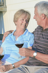 A portrait of a loving senior couple