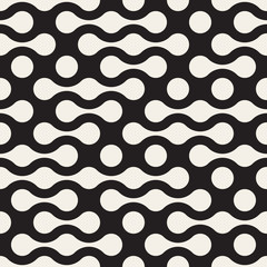 Vector Seamless Black And White Random Circle Metaball Pattern