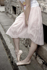 Fototapeta na wymiar Ballerina legs vintage detail 