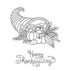 Doodle Thanksgiving Cornucopia Freehand Vector Drawing Isolated - 94976208