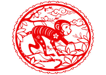 Monkey. Chinese symbol of 2016 New Year.