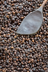 Pattern black roasted coffee bean texture and background