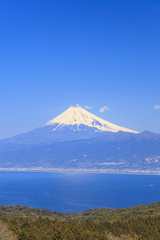 Fototapeta premium Mt. Fuji and Suruga bay from Darumayama plateau, Izu Peninsula, Japan