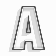white isolated letter A in white background with shadow