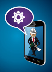Business man engineer architect phone app concept