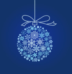 Fototapeta na wymiar Blue Christmas ball - vector