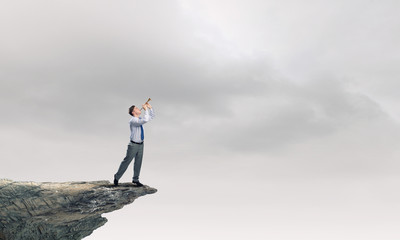 Businessman play pipe