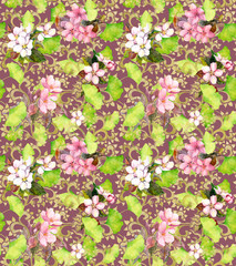 Decorative floral ornament, Seamless watercolor ornament