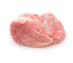 frozen raw pork in a white background