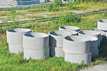 Concrete circle pit block on factory yard