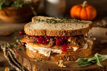 Foto op Plexiglas anti-reflex Homemade Leftover Thanksgiving Sandwich © Brent Hofacker