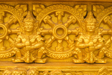 Fototapeta na wymiar Wat Gold color wall Texture Background