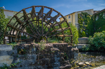 Water wheels in Provence, France