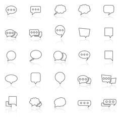 Speech Bubble line icons with reflect on white background