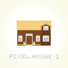 Isolated vector house in pixel art style 1