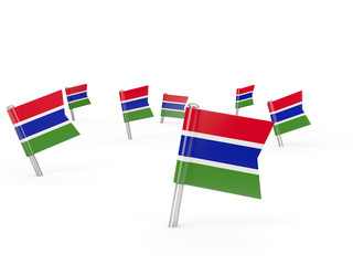 Square pins with flag of gambia