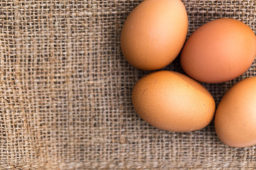 close up eggs on sack