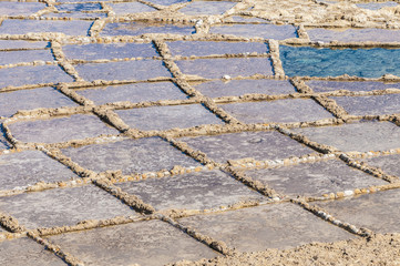 Salt pans near Qbajjar in Gozo, Malta.