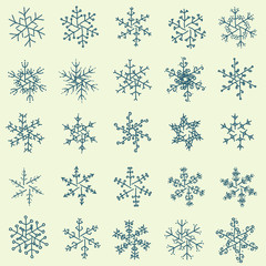 Hand drawn snowflakes set