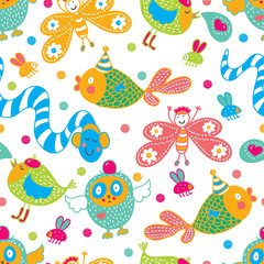Cheerful party. Kids seamless pattern. Seamless pattern can be used for wallpaper, pattern fills, web page background, postcards.