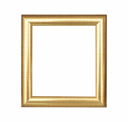 Wooden gold frame vintage isolated background.