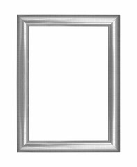 Wooden silver frame vintage isolated background, use clipping pa