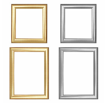 Set of golden and silver frame vintage isolated on white backgro