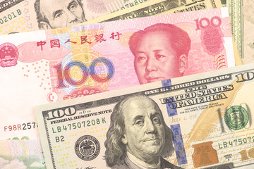 USA and Chinese banknotes