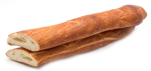 bread baguette on a white background