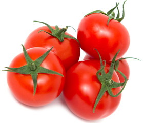 ripe tomatoes on a white background