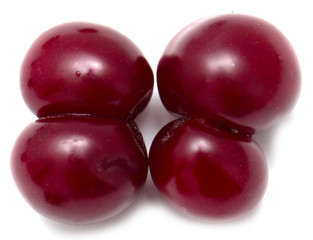 ripe red cherry on a white background