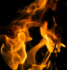 fire flames with sparks on a black background