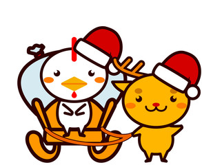 クリスマスのプレゼントを運ぶ動物シリーズ