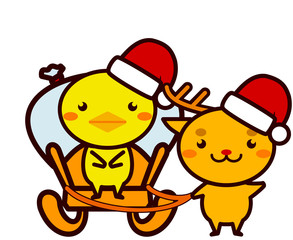 クリスマスのプレゼントを運ぶ動物シリーズ