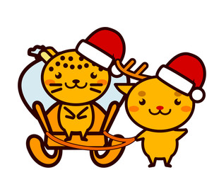 クリスマスのプレゼントを運ぶ動物シリーズ