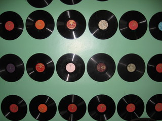 Vinyl records on the wall