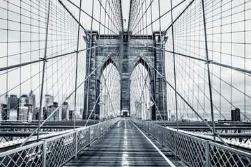 Schilderijen op glas Zwart-wit Brooklyn Bridge © Frédéric Prochasson