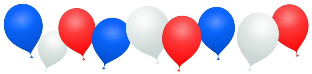 Bannière ballons bleus, blancs, rouges