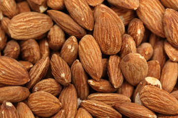 close-up background of peeled almonds