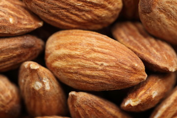 close-up background of peeled almonds