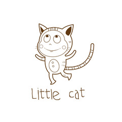 Children's card with cartoon   baby  in a suit. Vector image.  Little cat.