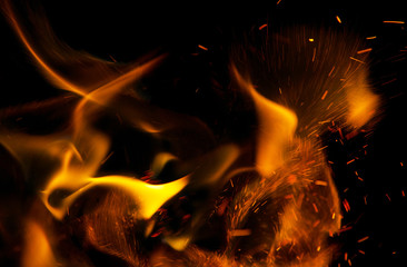fire on a black background