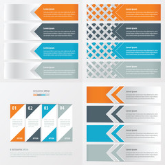 banner design 4 item Orange , blue, gray color