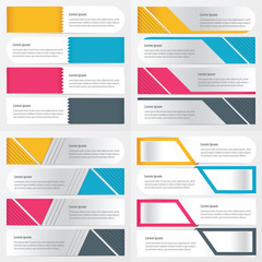 4 item  vector banner design yellow, blue, pink color